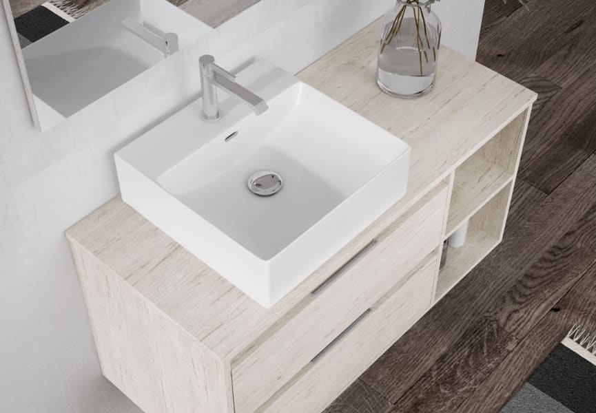 Meuble de salle de bains avec plan de toilette en bois Atlanta Bruntec détail 3