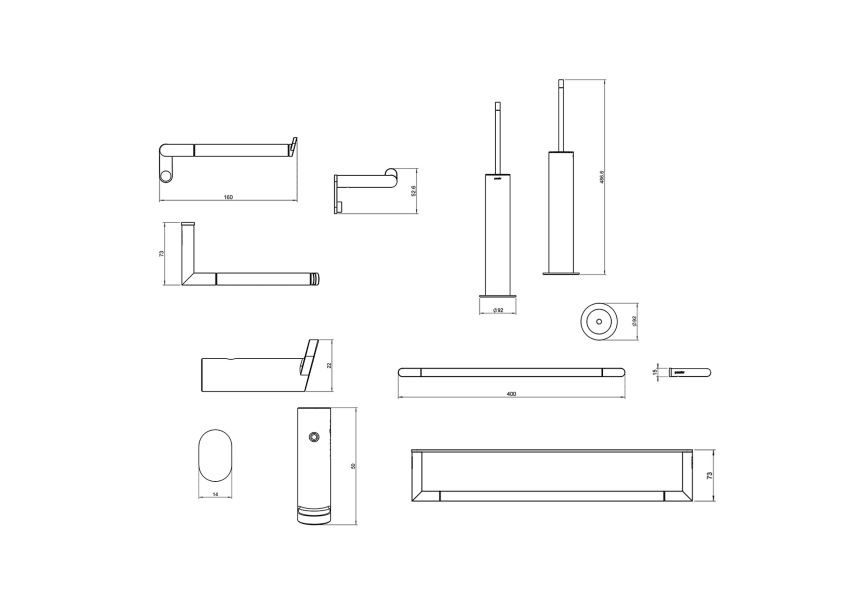 Ensemble d'accessoires de salle de bains Micra Cosmic croquis 6