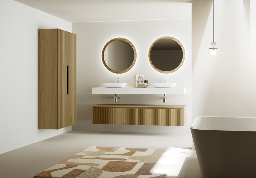 Meuble de salle de bains avec plan de toilette et caisson en solid surface Alpes 4 Bruntec environnement 5