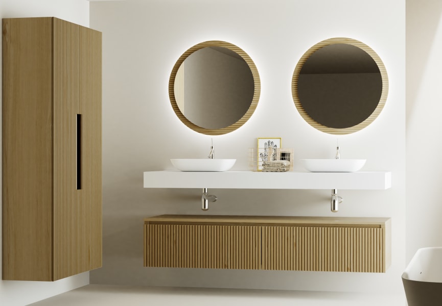 Meuble de salle de bains avec plan de toilette et caisson en solid surface Alpes 4 Bruntec principal 0