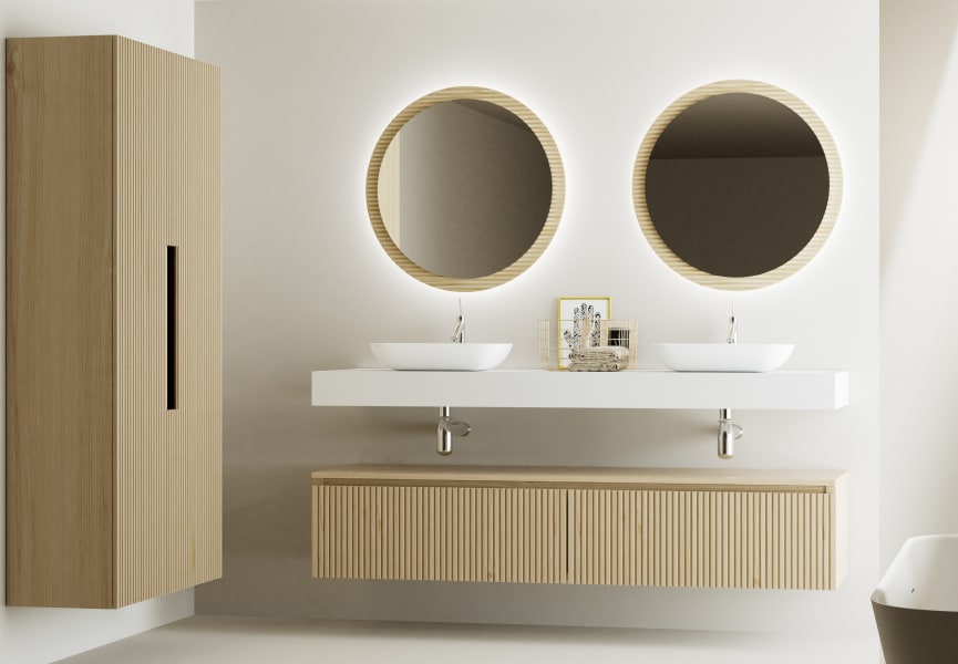 Meuble de salle de bains avec plan de toilette et caisson en solid surface Alpes 4 Bruntec principal 1