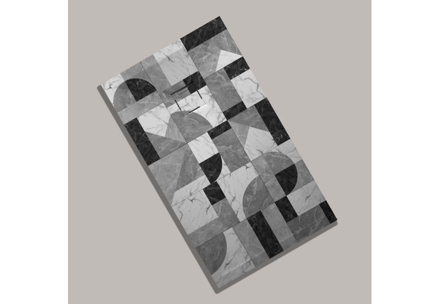Receveurs de douche en résine décorés Design 3D Mosaïque Bruntec option 8