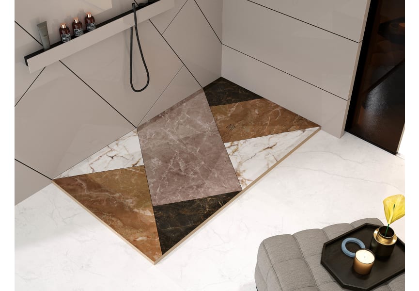 Receveurs de douche en résine décorés Design 3D Mosaïque Bruntec environnement 1