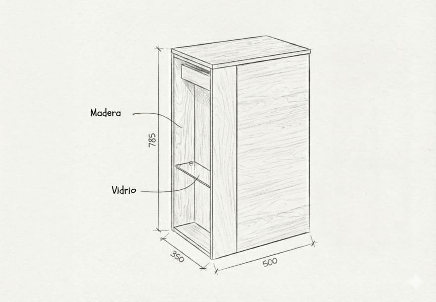 Meubles de salle de bains avec plan de toilette Bassi Royo croquis 19