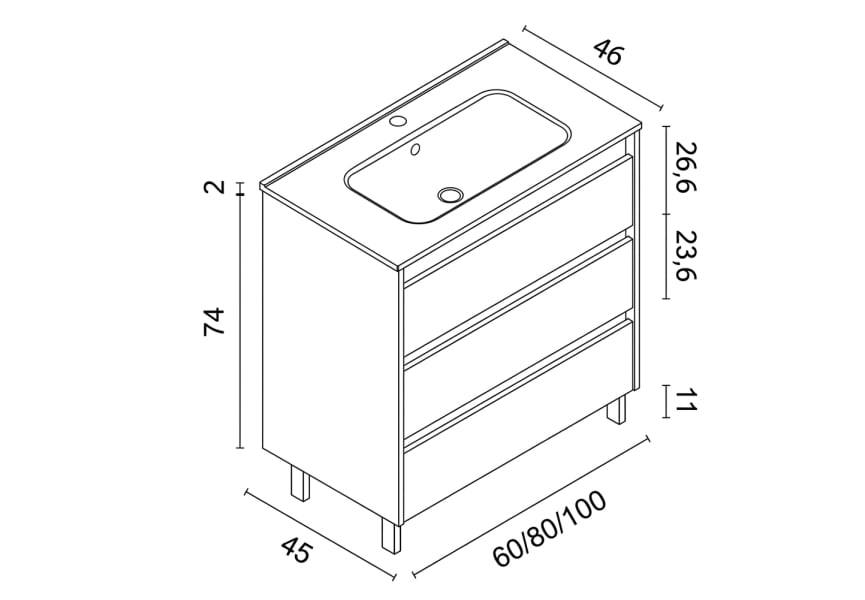 Ensemble de meubles de salle de bains Sansa Royo croquis 8