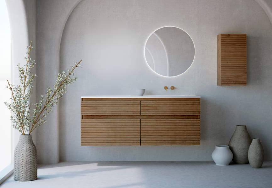 Ensemble de meubles de salle de bain en bois massif palilleria Horizontal Alpes 7 Bruntec principal 0