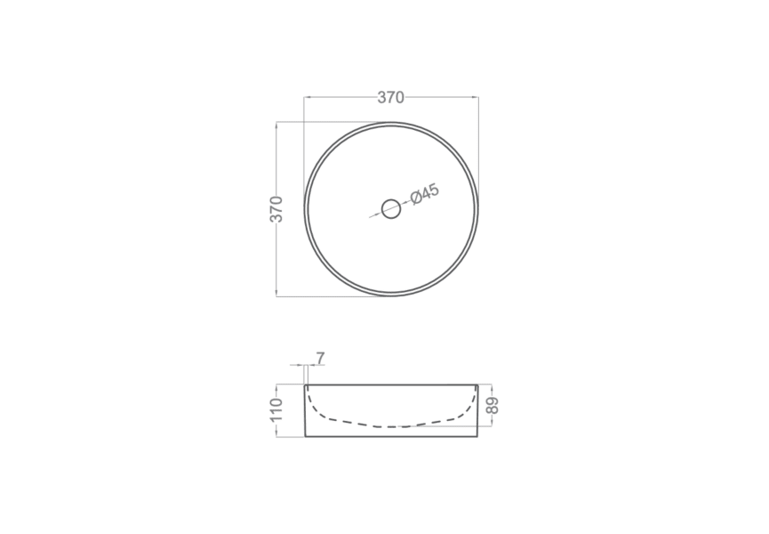 Vasque à poser Aruba Coycama croquis 17
