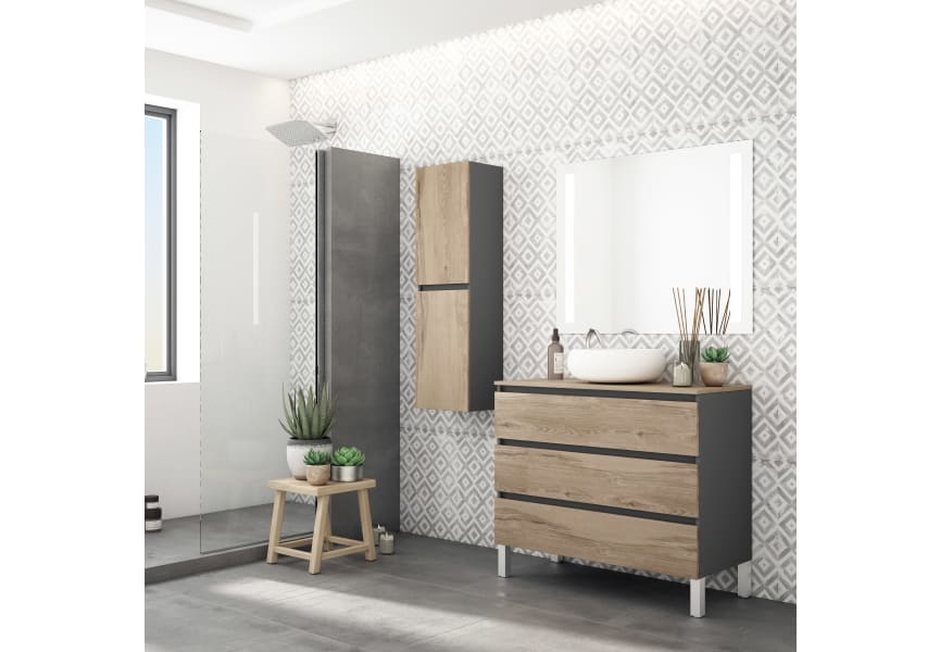 Meuble de salle de bains avec plan de toilette en bois Kloe Campoaras principal 0