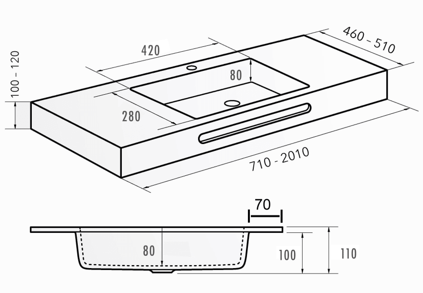 Lavabo suspendu Bruntec Formas croquis 1