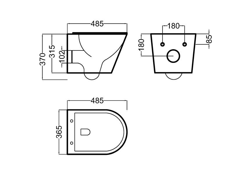 Pack WC suspendu + réservoir de chasse encastré Lisboa Bruntec croquis 7