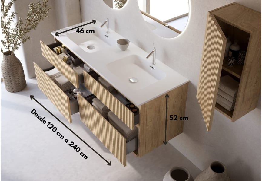 Ensemble de meubles de salle de bain en bois massif rainuré Alpes 7 Bruntec croquis 4