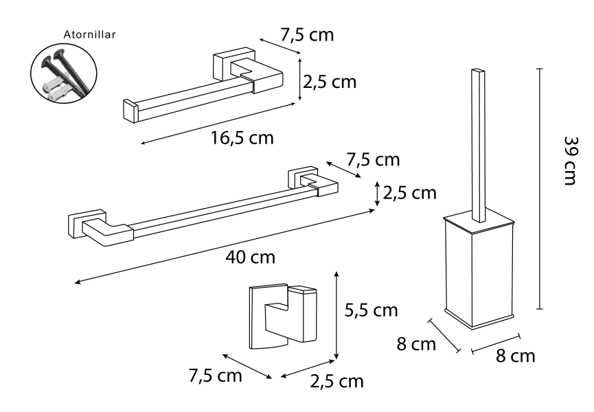 Ensemble d'accessoires de salle de bain Aries/Leo Mediterránea del baño croquis 6