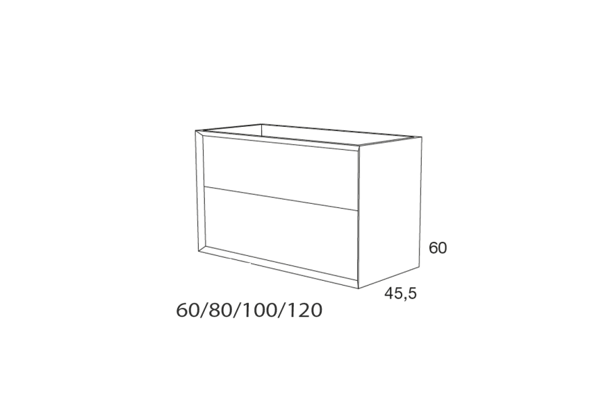 Sue Lux Avila Dos meuble de salle de bain avec plan en bois croquis 3