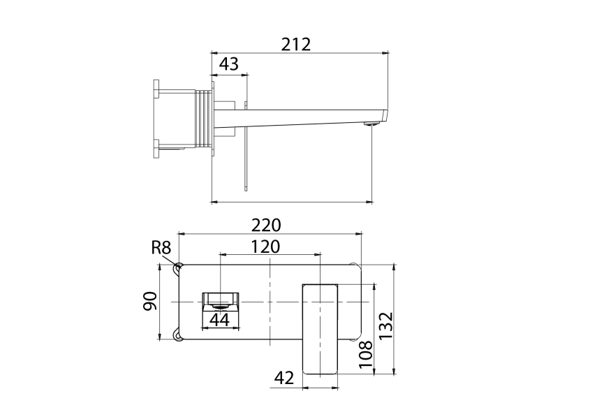 Mitigeur de lavabo intégré Pisa Imex croquis 12