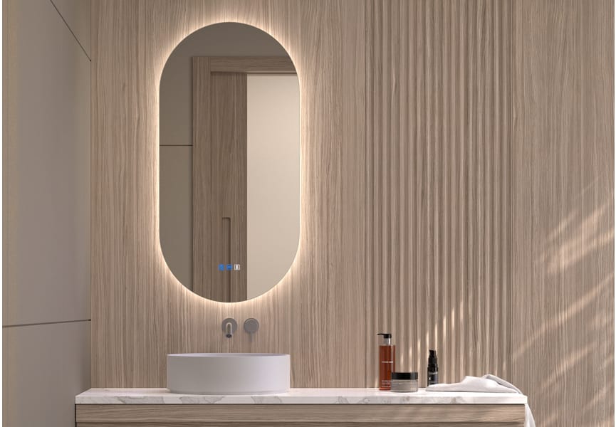Miroir de salle de bains avec éclairage LED Denia Bruntec principal 3
