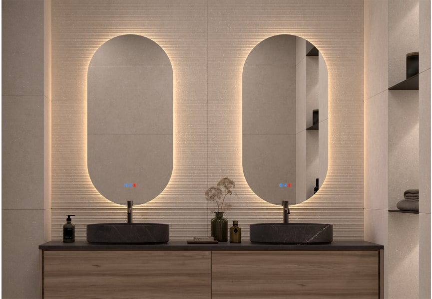 Miroir de salle de bains avec éclairage LED Denia Bruntec principal 8