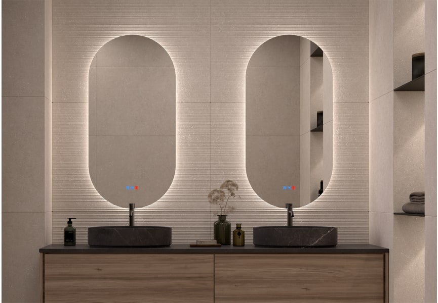 Miroir de salle de bains avec éclairage LED Denia Bruntec principal 7