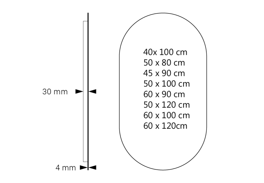 Miroir de salle de bains avec éclairage LED Denia Bruntec croquis 10