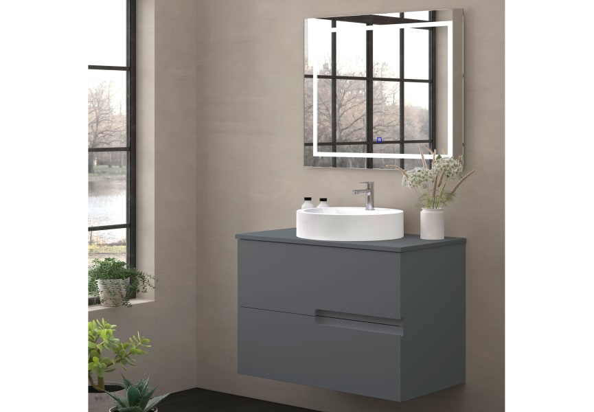Meuble de salle de bains avec plan de toilette en pierre de couleur assortie Lia Bruntec Couleurs principal 6