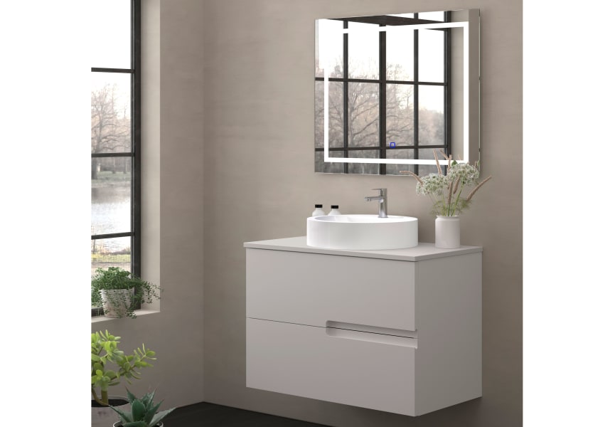 Meuble de salle de bains avec plan de toilette en pierre de couleur assortie Lia Bruntec Couleurs principal 3