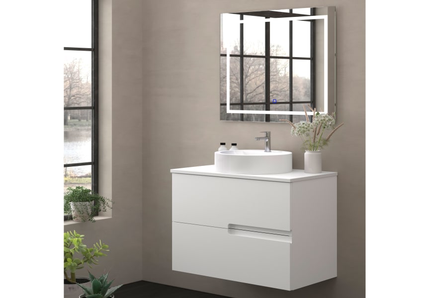 Meuble de salle de bains avec plan de toilette en pierre de couleur assortie Lia Bruntec Couleurs principal 1