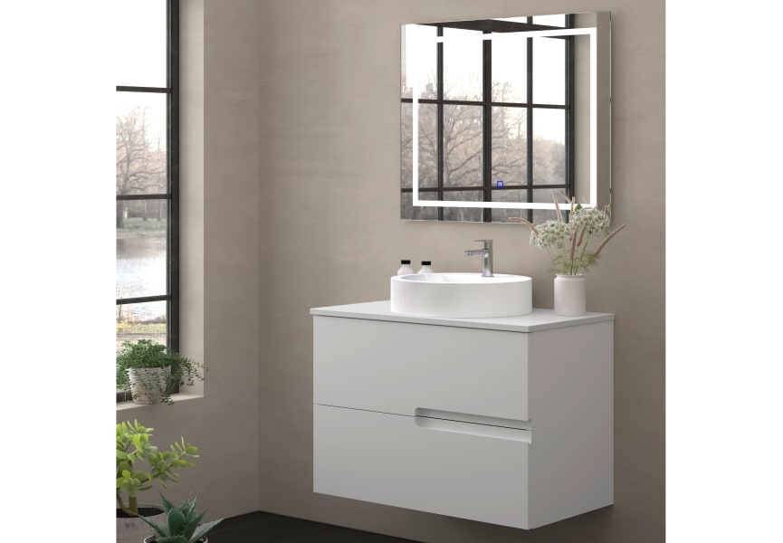 Meuble de salle de bains avec plan de toilette en pierre de couleur assortie Lia Bruntec Couleurs principal 4