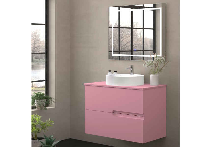 Meuble de salle de bains avec plan de toilette en pierre de couleur assortie Lia Bruntec Couleurs principal 9