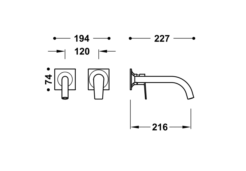 Mitigeur de lavabo encastré Project Tres croquis 14