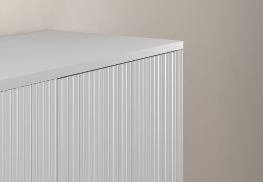 Meuble de salle de bains Bassi Royo avec plan de toilette en bois assorti profondeur réduite détail 18