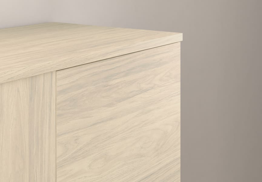 Meuble de salle de bains Bassi Royo avec plan de toilette en bois assorti profondeur réduite détail 21