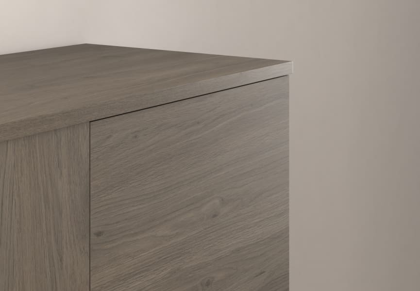 Meuble de salle de bains Bassi Royo avec plan de toilette en bois assorti profondeur réduite détail 19