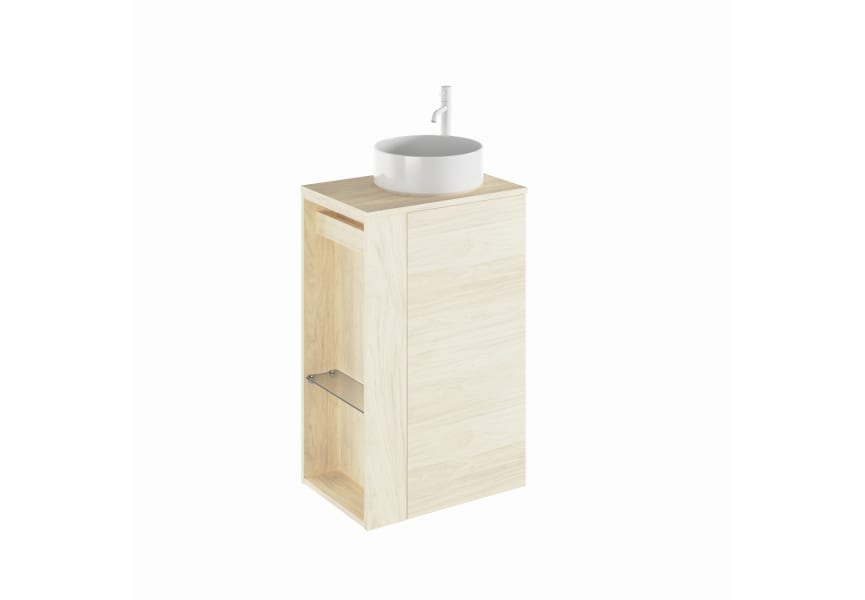 Meuble de salle de bains Bassi Royo avec plan de toilette en bois assorti profondeur réduite principal 6