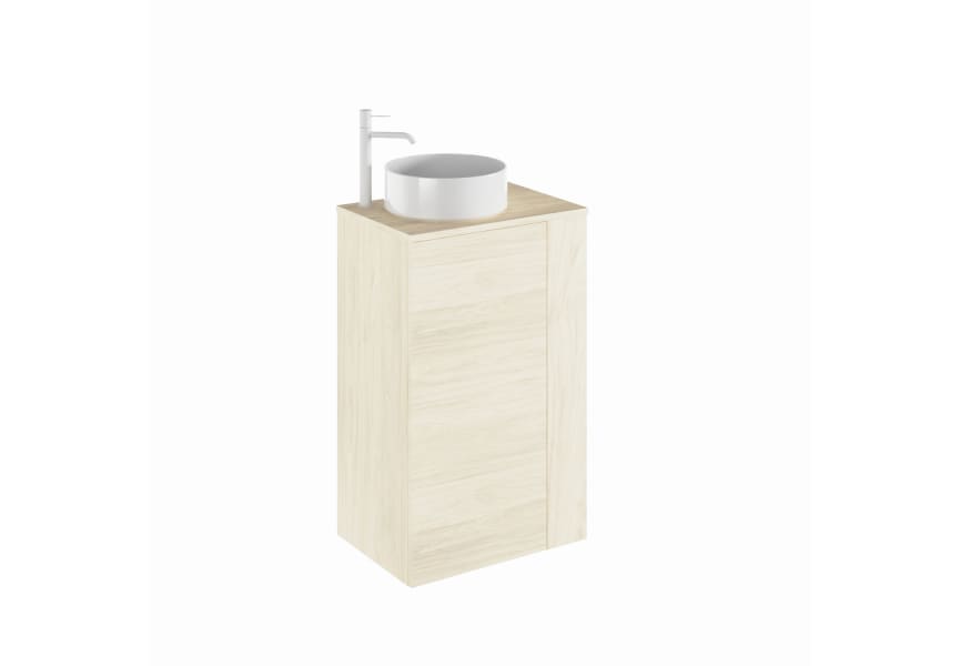 Meuble de salle de bains Bassi Royo avec plan de toilette en bois assorti profondeur réduite principal 7
