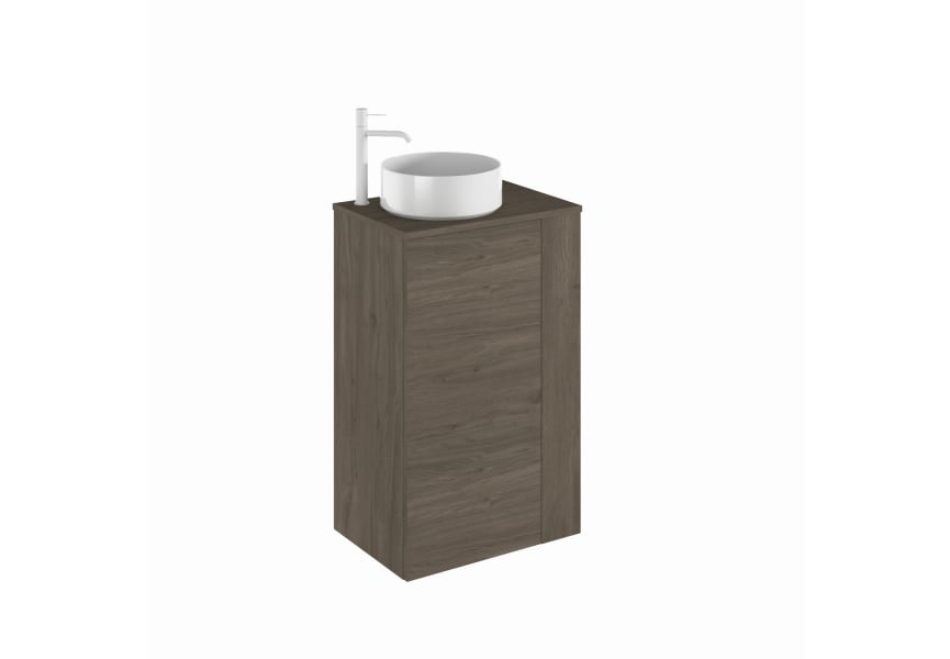 Meuble de salle de bains Bassi Royo avec plan de toilette en bois assorti profondeur réduite principal 3