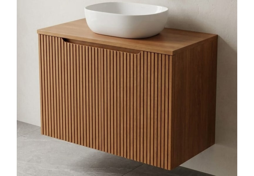 Meuble de salle de bains avec plan de toilette en bois massif Alpes 14 Bruntec détail 5