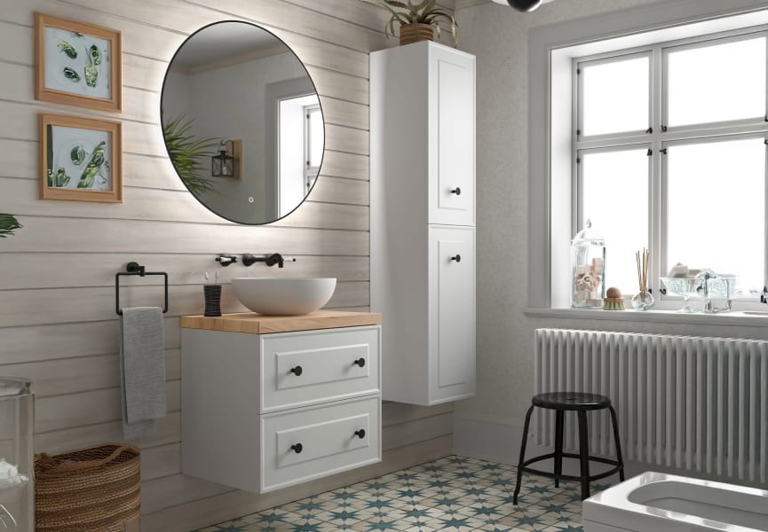 Meuble de salle de bain avec plan en bois Renoir vintage Salgar principal 6