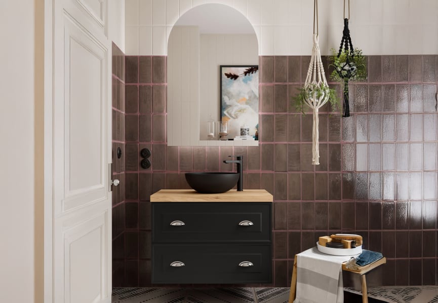 Meuble de salle de bain avec plan en bois Renoir vintage Salgar principal 5
