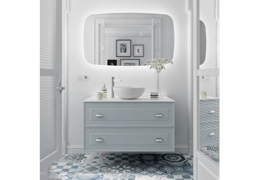 Meuble de salle de bain avec plan en bois Renoir vintage Salgar environnement 7