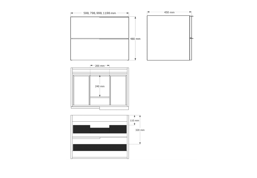 Meubles de salle de bains plan de toilette massif Soho Bruntec croquis 11