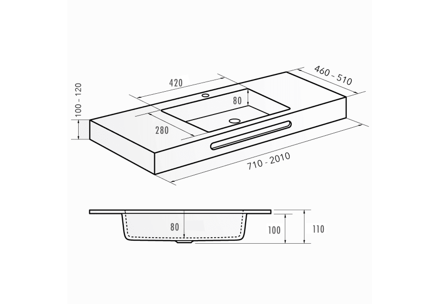 Lavabo encastré Bruntec Formas croquis 2