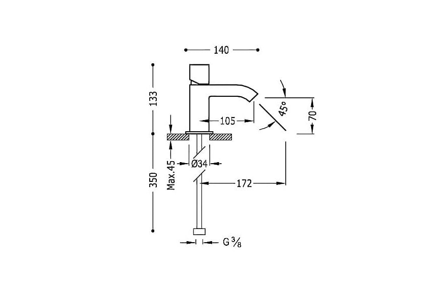 Robinet de lavabo Cuadro Tres croquis 1