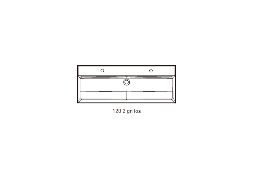 Lavabo à encastrer pour deux robinets simples 12 cm de hauteur Lilas Visobath croquis 2