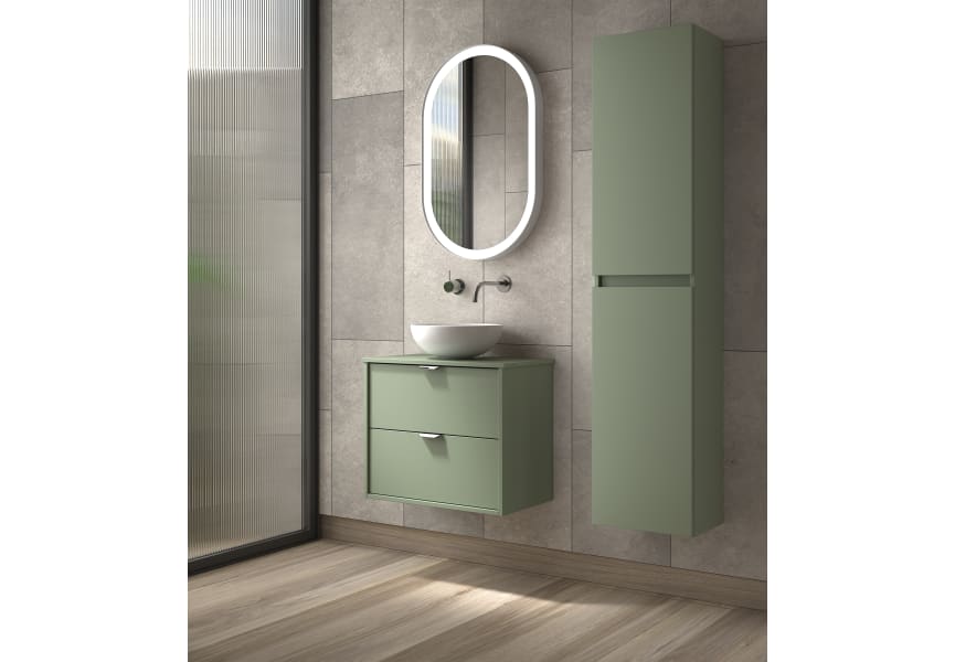Ensemble meuble de salle de bains faible profondeur 35,5 cm avec lavabo Midi Visobath sur plan de toilette principal 0