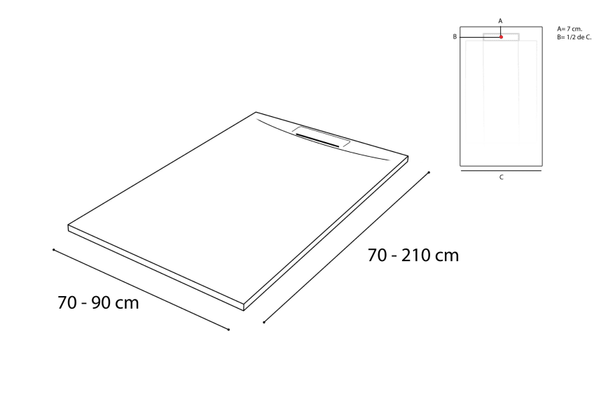 Receveurs de douche en résine Square Bruntec croquis 23