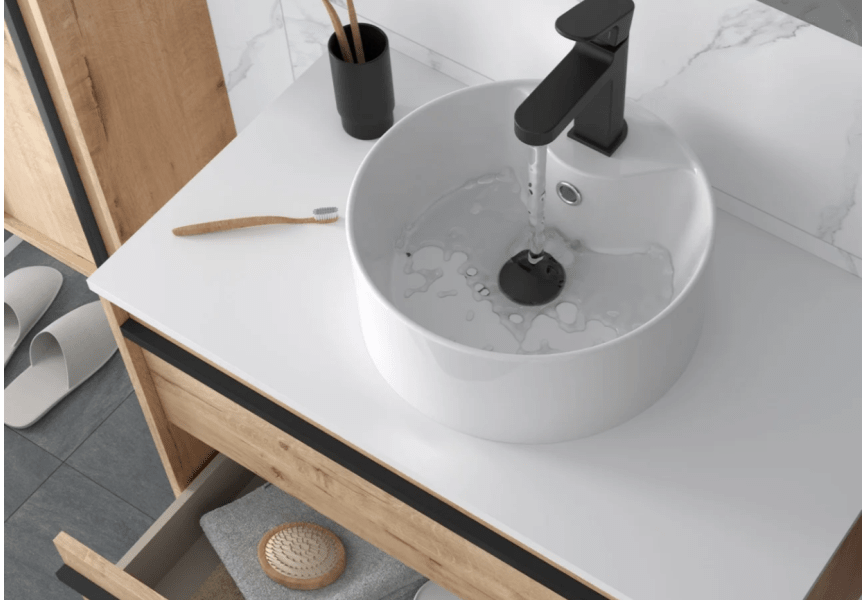 Meubles de salle de bains avec plan de toilette en bois Attila Salgar détail 8