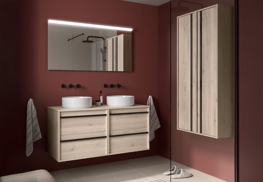 Meubles de salle de bains avec plan de toilette en bois Attila Salgar principal 3