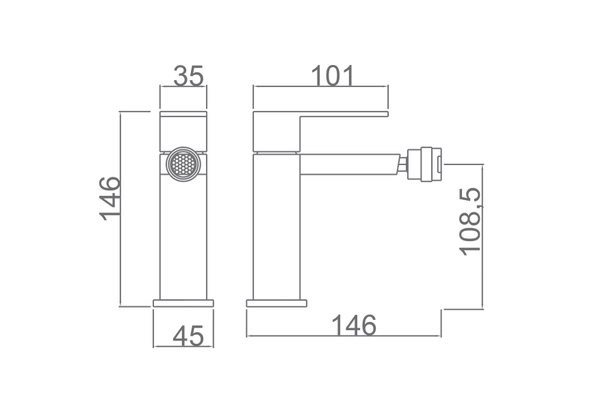 mitigeur de bidet Valencia Imex croquis 1
