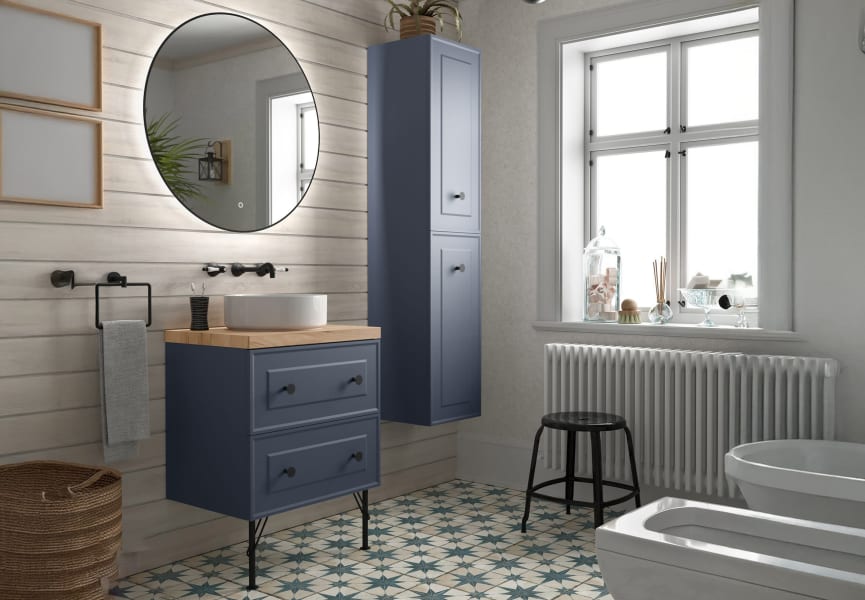 Meuble de salle de bain avec plan en bois Renoir vintage Salgar principal 2