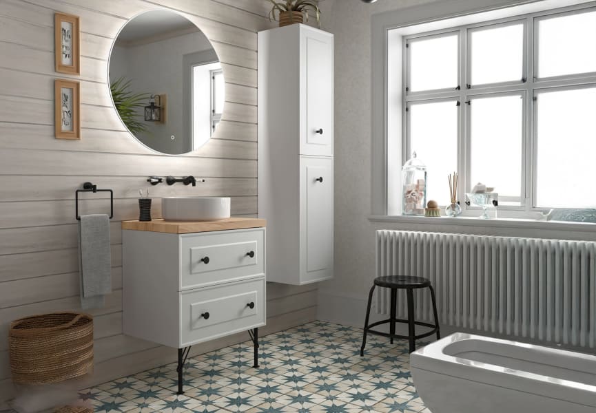Meuble de salle de bain avec plan en bois Renoir vintage Salgar principal 6
