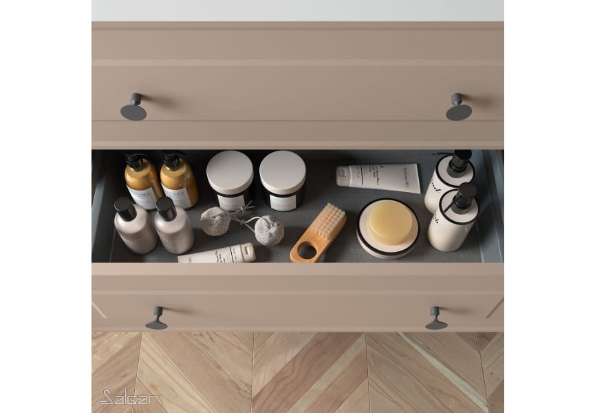 Meuble de salle de bain avec plan en bois Renoir vintage Salgar détail 5